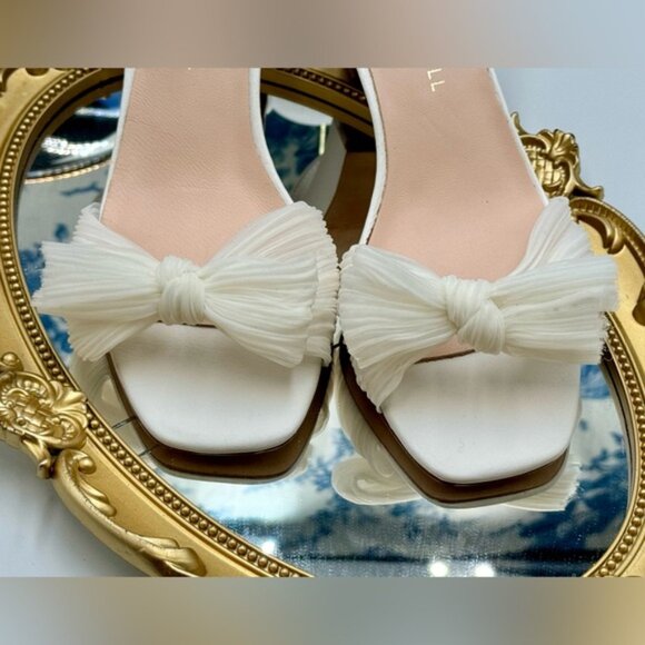 🆕 LOEFFLER RANDALL 🧿 NWOT Kimora White Pleated Bow Heel, Sz 6.5 - Picture 8 of 16